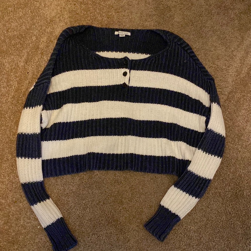 XS navy blue and white striped  American eagle sweater!